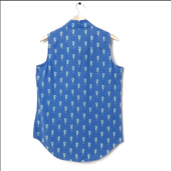 NWT Kate Spade Seahorse Print Silk Sleeveless Top - Picture 4 of 8